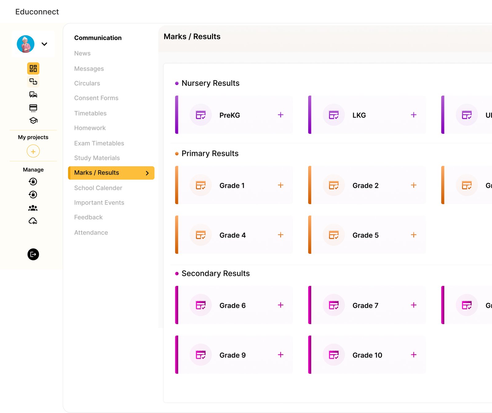 SchoolMate Dashboard Screenshot